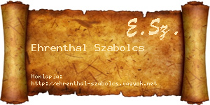 Ehrenthal Szabolcs névjegykártya
